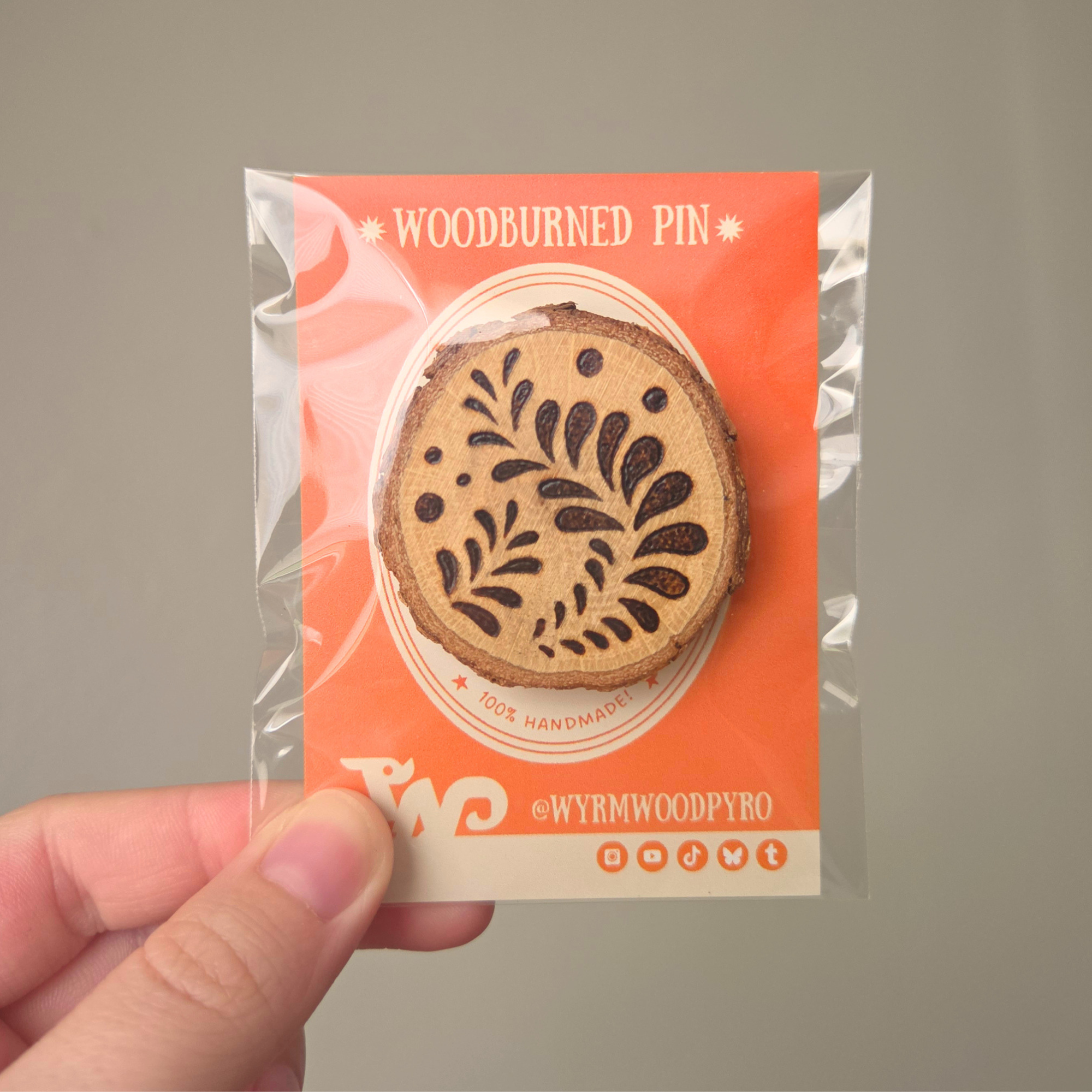 ✨ 1 OF 1 ✨ Plant Ferns Pin - Original Pyrography Artwork