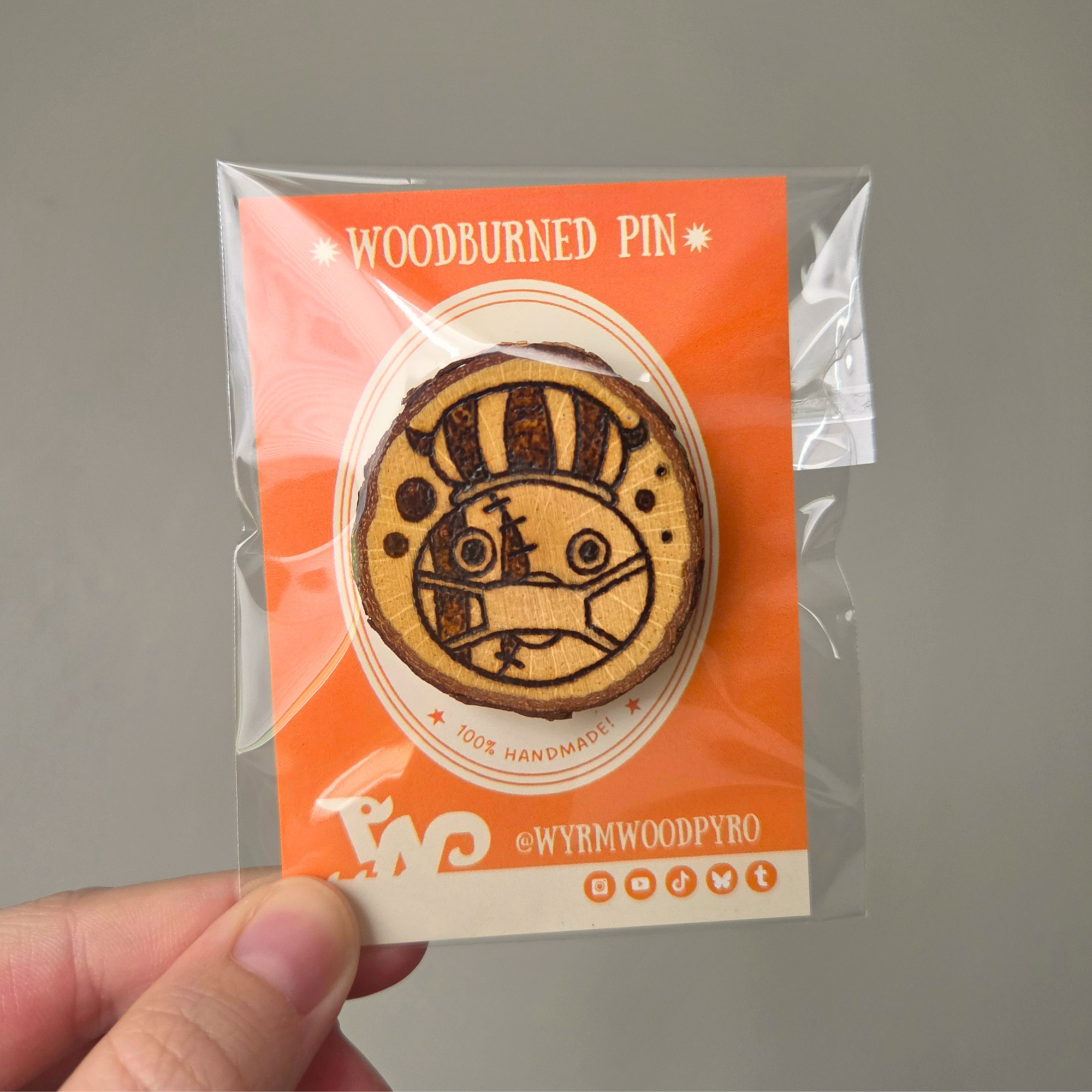 ✨ 1 OF 1 ✨ Kumashi / Kumacy (One Piece) Pin - Original Pyrography Artwork