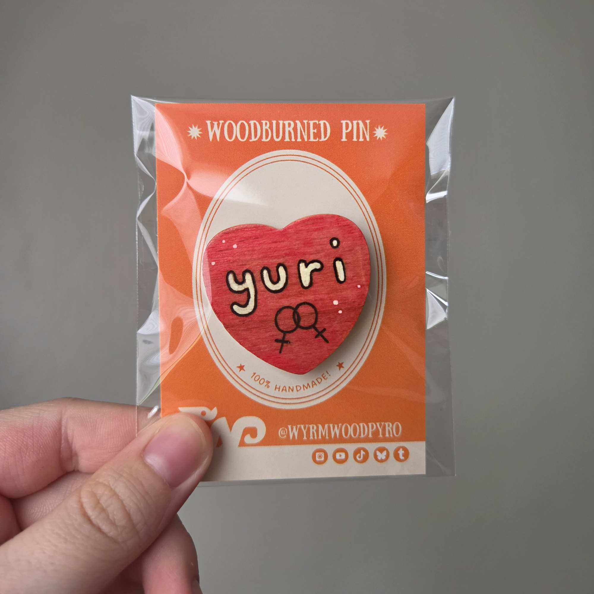 ✨ 1 OF 1 ✨ "Yuri" Sweetheart Pin - Original Pyrography Artwork