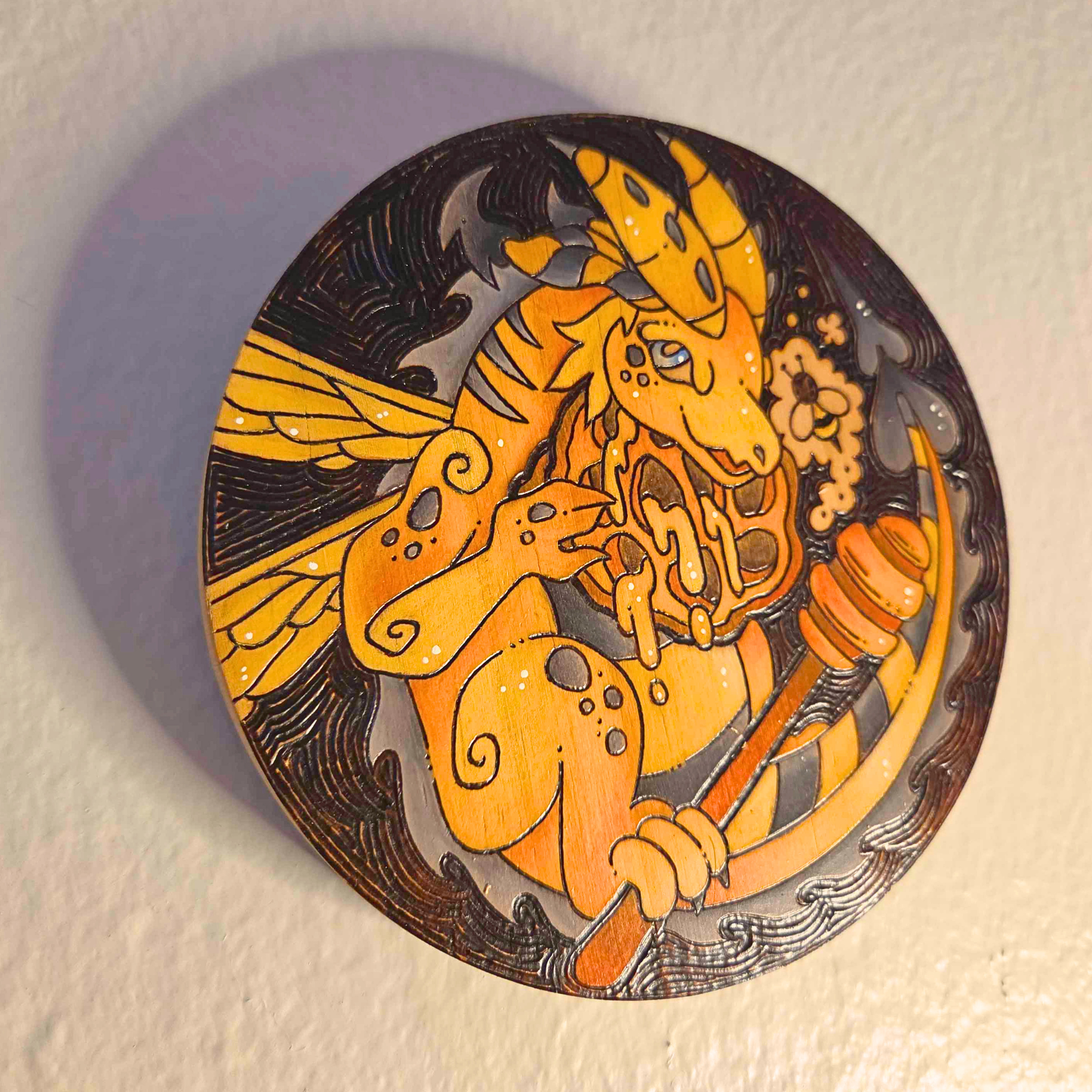 ✨ 1 OF 1 ✨ Bee Dragon - Original Pyrography Artwork