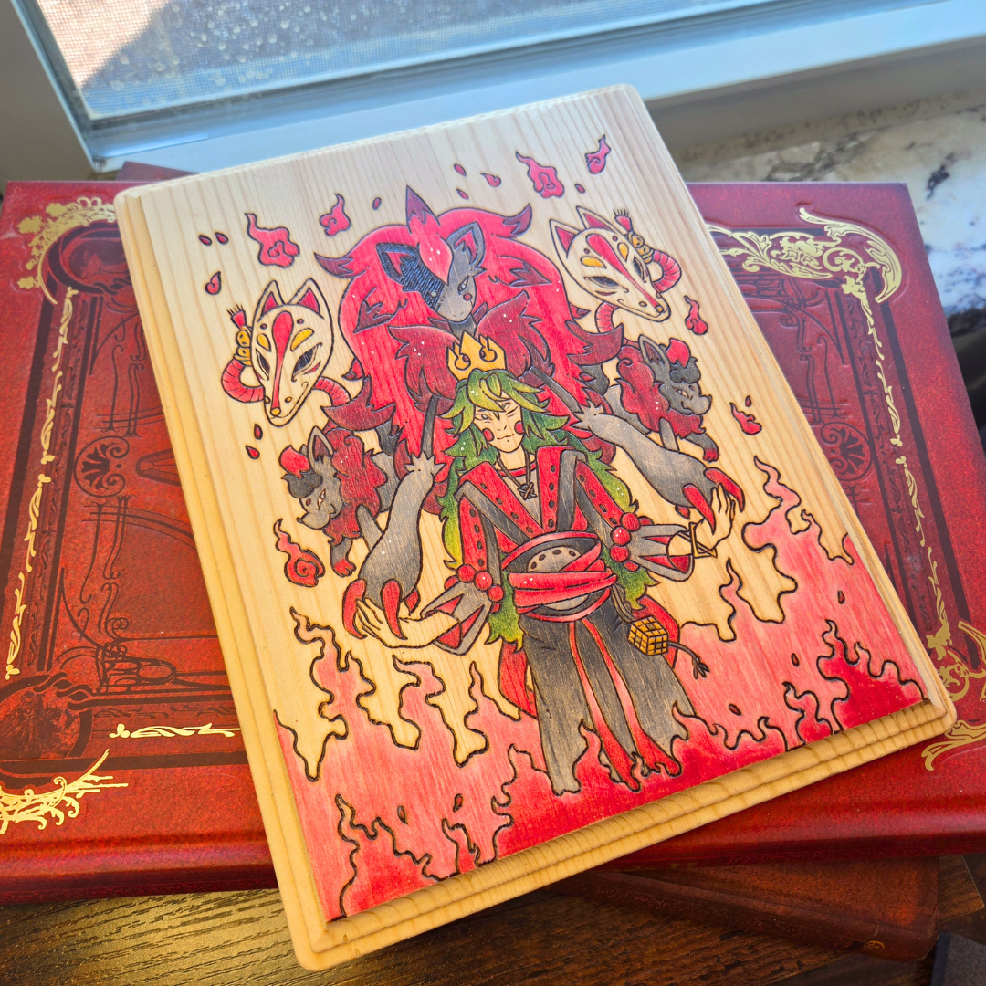 ✨ 1 OF 1 ✨ Pokemon - N and Zoroark - Original Pyrography Artwork