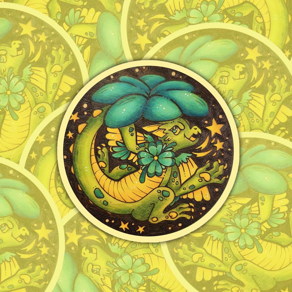 Clover Dragon - Die-Cut Matte Vinyl Sticker