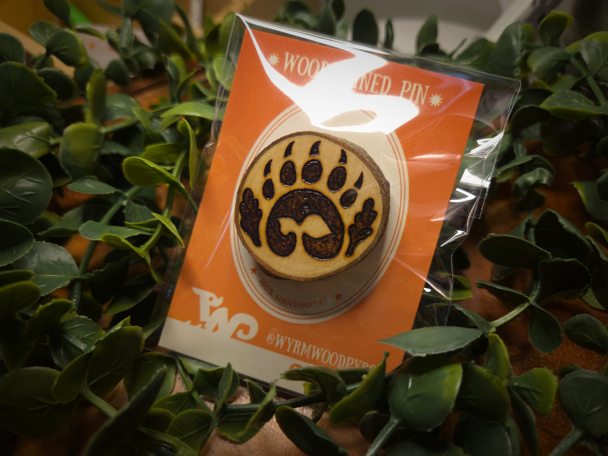 ✨ 1 OF 1 ✨ Druid Wild Shape Bear Paw D&D Pin - Original Pyrography Artwork