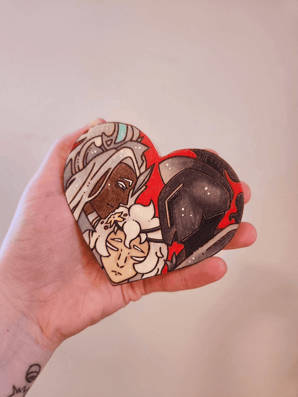 ✨ 1 OF 1 ✨ LilyFaerieSalt Heart Magnet - Original Pyrography Artwork