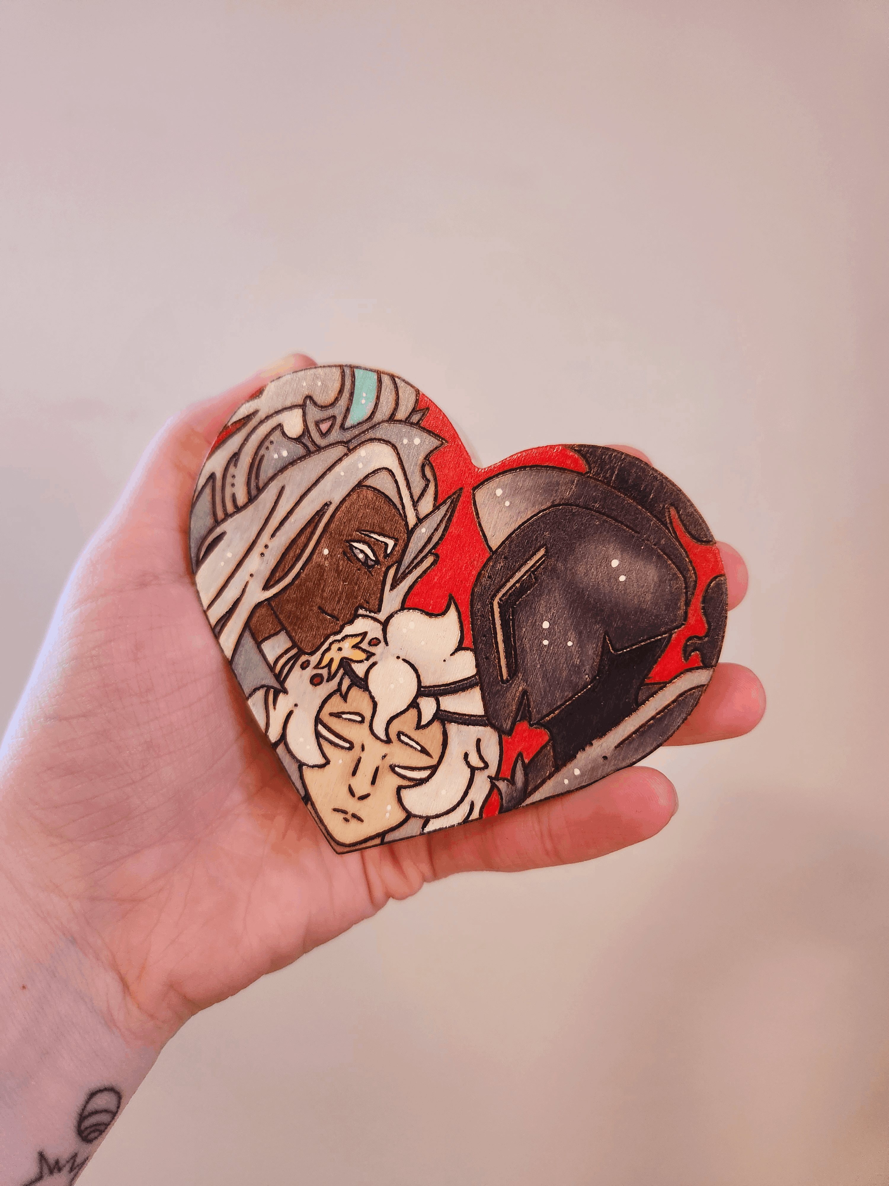 ✨ 1 OF 1 ✨ LilyFaerieSalt Heart Magnet - Original Pyrography Artwork