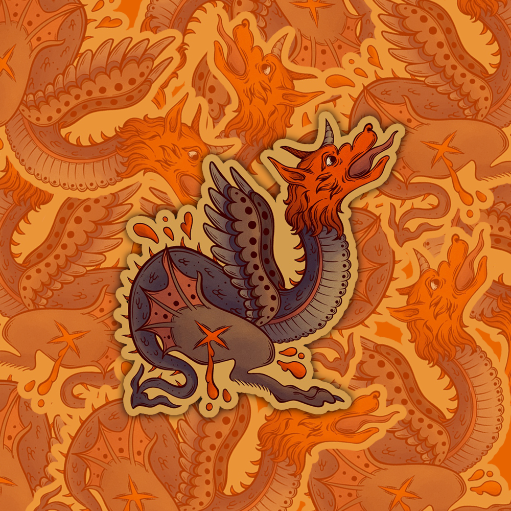 Vanquished Medieval Dragon - Die-Cut Matte Vinyl Sticker