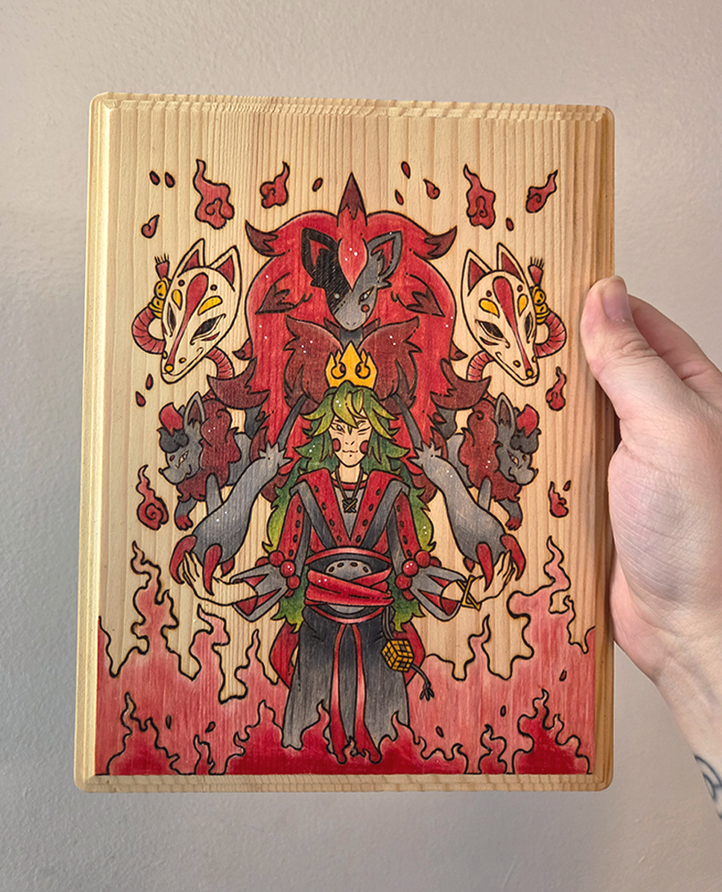 ✨ 1 OF 1 ✨ Pokemon - N and Zoroark - Original Pyrography Artwork