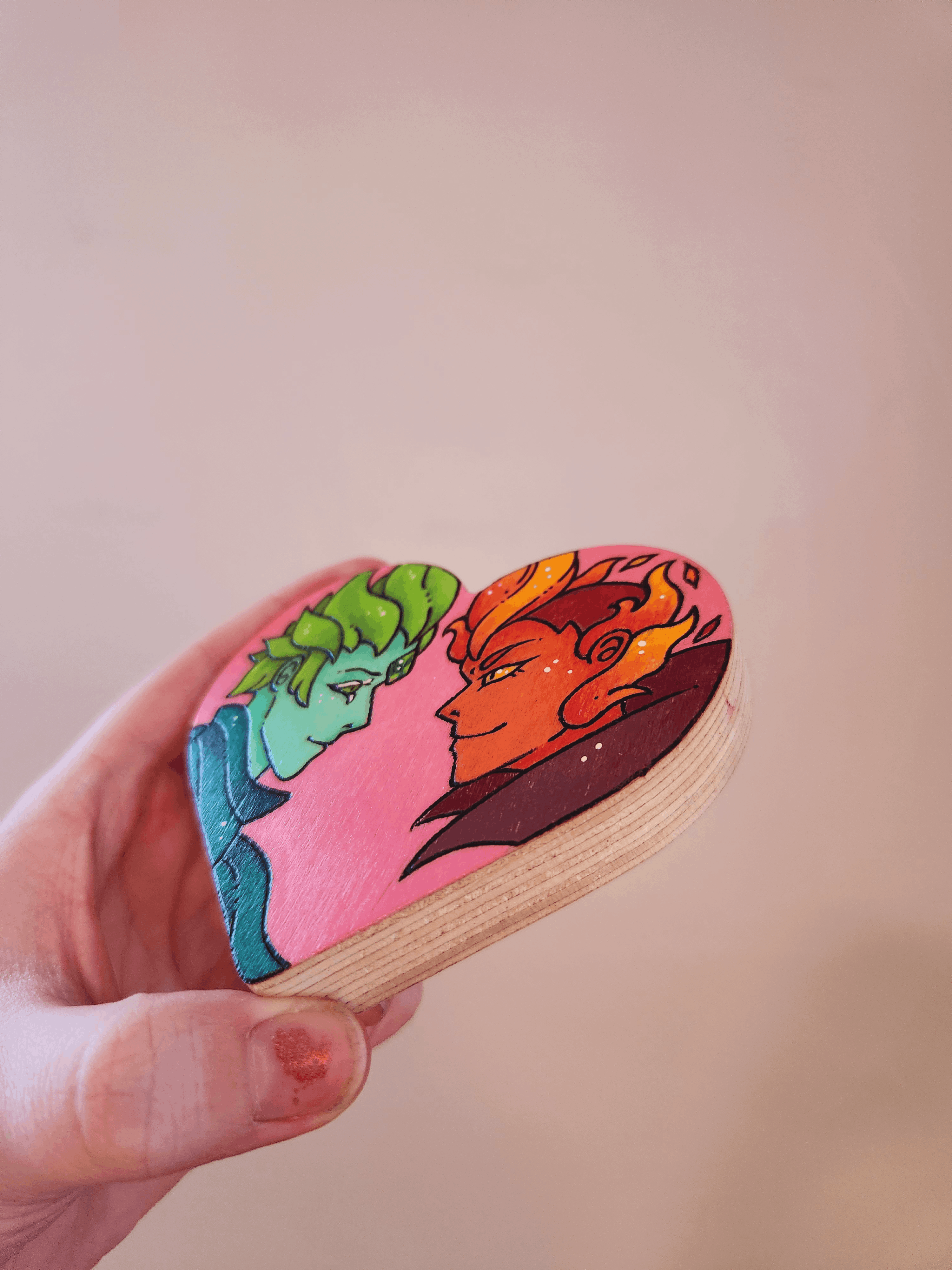 ✨ 1 OF 1 ✨ FireWind Heart Magnet - Original Pyrography Artwork