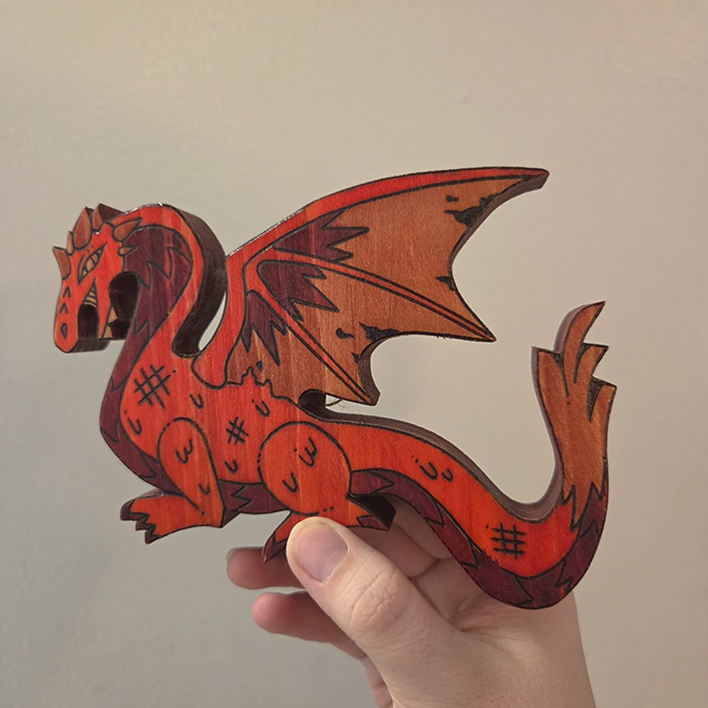 ✨ 1 OF 1 ✨ Red War Dragon - Original Pyrography Artwork
