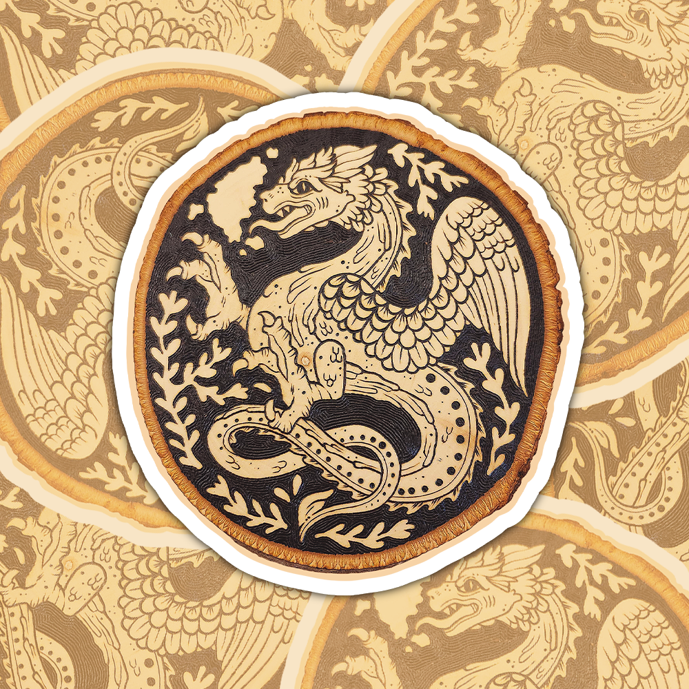 Round Medieval Dragon - Die-Cut Matte Vinyl Sticker