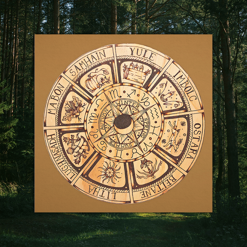 Wheel of the Year - Pyrography Art Print