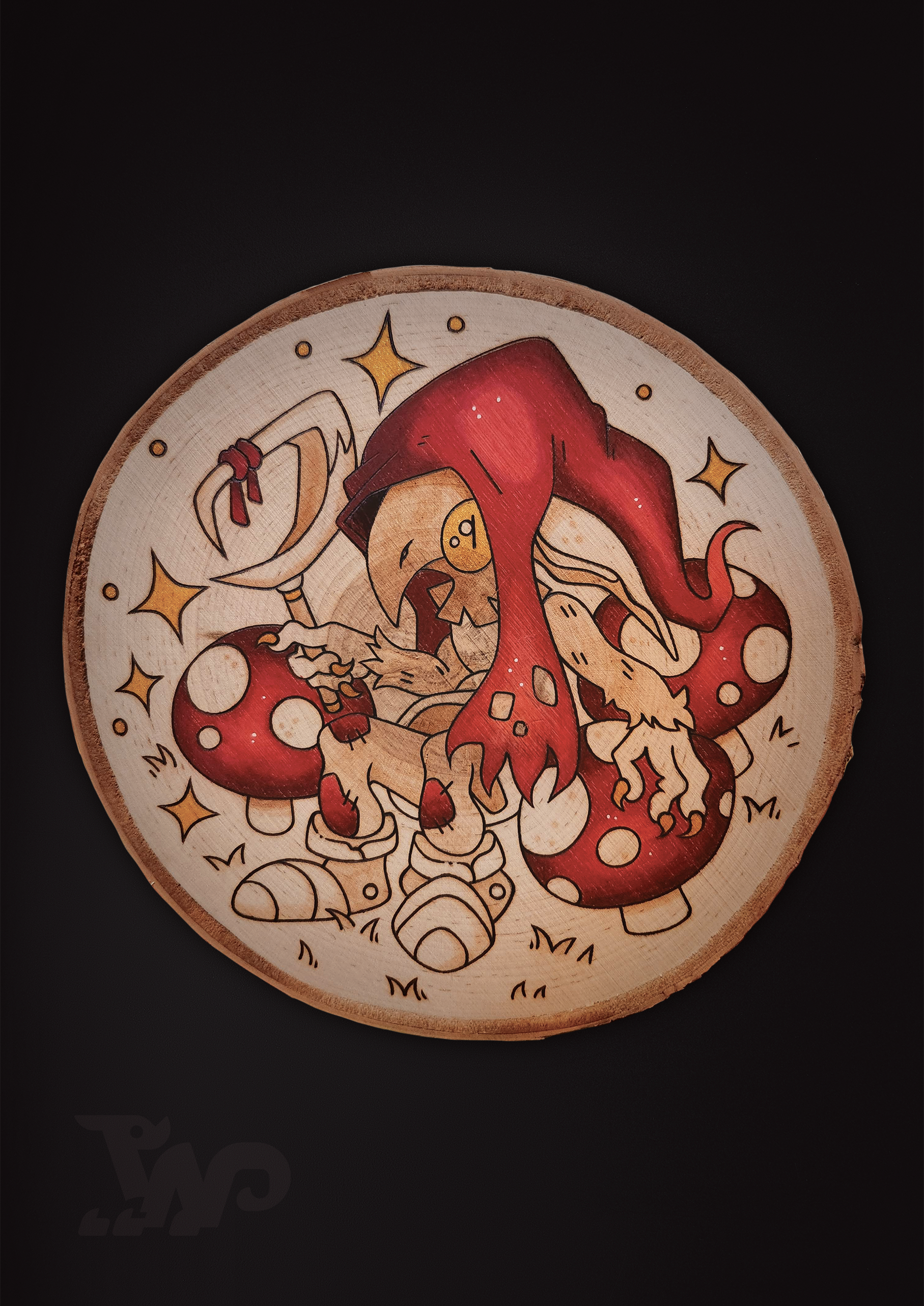 ✨ 1 OF 1 ✨ Redcap - Original Pyrography Artwork